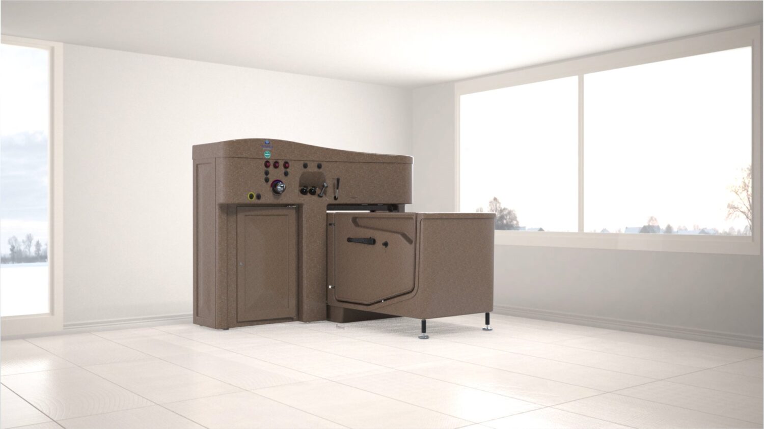 a bathing facility layout being created to provide resident modesty