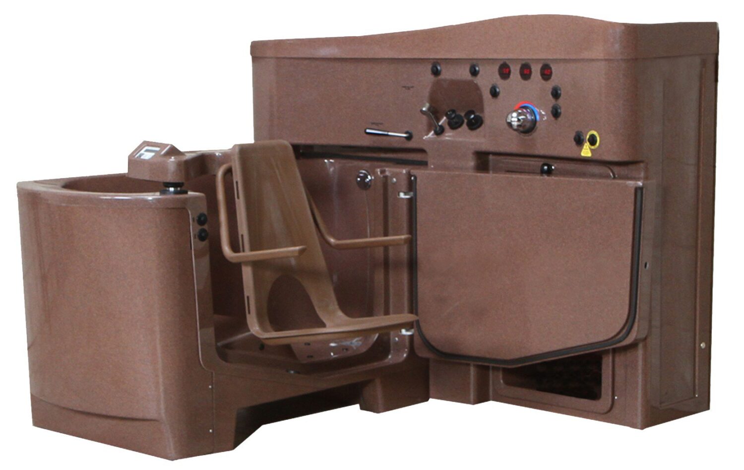 A lift next to a bathing unit at a care faciltiy.